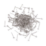 316 Surgical Stainless Steel Flat Round Blank Peg Stud Earring Settings, Stainless Steel Color, Tray: 4mm, 12x4mm, Pin: 0.8mm, 500pcs/Set