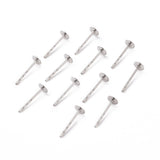 316 Surgical Stainless Steel Flat Round Blank Peg Stud Earring Settings, Stainless Steel Color, Tray: 4mm, 12x4mm, Pin: 0.8mm, 500pcs/Set