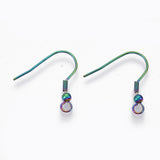 PVD Vacuum Plating 201 Stainless Steel Earring Hooks, Ear Wire, with Horizontal Loop, Rainbow Color, 19~21mm, Hole: 2mm, 21 Gauge, Pin: 0.7mm, 200pc/Set