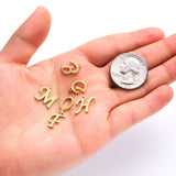 PVD Vacuum Plating 201 Stainless Steel Charms, Alphabet, Laser Cut, Golden, Letter A~Z, 10~14.5x4~14x1mm, Hole: 1mm, 26pcs/set.