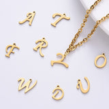 PVD Vacuum Plating 201 Stainless Steel Charms, Alphabet, Laser Cut, Golden, Letter A~Z, 10~14.5x4~14x1mm, Hole: 1mm, 26pcs/set.