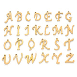 PVD Vacuum Plating 201 Stainless Steel Charms, Alphabet, Laser Cut, Golden, Letter A~Z, 10~14.5x4~14x1mm, Hole: 1mm, 26pcs/set.