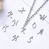 201 Stainless Steel Charms, Alphabet, Laser Cut, Stainless Steel Color, Letter A~Z, 10~14.5x4~14x1mm, Hole: 1mm, 26pcs/set.