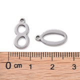 Tarnish Resistant 304 Stainless Steel Charms, Number 0~9, Stainless Steel Color, 15x5.5~8x1.5mm, Hole: 1.5mm, 10pcs/set