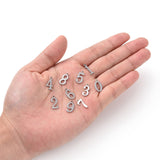 Tarnish Resistant 304 Stainless Steel Charms, Number 0~9, Stainless Steel Color, 15x5.5~8x1.5mm, Hole: 1.5mm, 10pcs/set