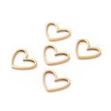 201 Stainless Steel Linking Rings, Laser Cut, Asymmetrical Heart, Real 18K Gold Plated, 10.5x13x1mm., 50pc/Set