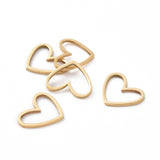 201 Stainless Steel Linking Rings, Laser Cut, Asymmetrical Heart, Real 18K Gold Plated, 10.5x13x1mm, 5pcs/Set