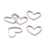 201 Stainless Steel Linking Rings, Laser Cut, Asymmetrical Heart, Stainless Steel Color, 10.5x13x1mm, 5pcs/Set