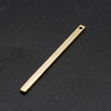 201 Stainless Steel Pendants, Laser Cut, Bar, Real 18K Gold Plated, 34.5x2x1mm, Hole: 1.2mm, 5pc/Set