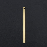 201 Stainless Steel Pendants, Laser Cut, Bar, Real 18K Gold Plated, 34.5x2x1mm, Hole: 1.2mm, 5pc/Set