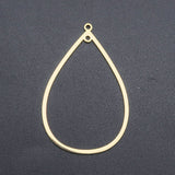 201 Stainless Steel Links, For Earring Making, Laser Cut, Teardrop, Golden, 47x30x1mm, Hole: 1.6mm, 5pc/Set