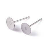 304 Stainless Steel Flat Round Blank Peg Stud Earring Findings, Earring Cabochon Setting Post Cup, Stainless Steel Color, 12x6mm, Pin: 0.7mm, 500pcs/Set