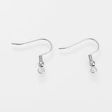 Tarnish Resistant 304 Stainless Steel Earring Hooks, Dangle Earring Findings, Ear Wire, with Horizontal Loop, Stainless Steel Color, 20~22x21x3mm, Hole: 2mm, 22 Gauge, Pin: 0.6mm, 1000pc/Set