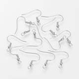 Tarnish Resistant 304 Stainless Steel Earring Hooks, Dangle Earring Findings, Ear Wire, with Horizontal Loop, Stainless Steel Color, 20~22x21x3mm, Hole: 2mm, 22 Gauge, Pin: 0.6mm, 1000pc/Set