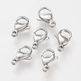 Tarnish Resistant 304 Stainless Steel Lobster Claw Clasps, Parrot Trigger Clasps, Stainless Steel Color, 12x7x3.5mm, Hole: 1.5mm, 200pc/Set