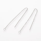 Tarnish Resistant 304 Stainless Steel Earring Findings, Ear Threads, Stainless Steel Color, 98x0.5mm, Pin: 0.8mm, 50Pair/Set