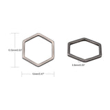 304 Stainless Steel Linking Ring, Hexagon, Stainless Steel Color, 13.5x12x0.8mm, 100pcs/Set