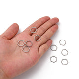 304 Stainless Steel Linking Ring, Hexagon, Stainless Steel Color, 13.5x12x0.8mm, 100pcs/Set