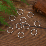 304 Stainless Steel Linking Ring, Hexagon, Stainless Steel Color, 13.5x12x0.8mm, 100pcs/Set