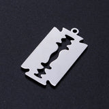 Tarnish Resistant 201 Stainless Steel Pendants, Blade Shape, Stainless Steel Color, 26x14x1mm, Hole: 1.5mm, 5pc/Set