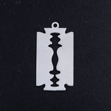 Tarnish Resistant 201 Stainless Steel Pendants, Blade Shape, Stainless Steel Color, 26x14x1mm, Hole: 1.5mm, 5pc/Set