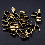 201 Stainless Steel Snap on Bails, Real 18k Gold Plated, 7x5x3mm, Pin: 0.5mm, 50pcs/Set