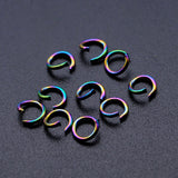 Ion Plating(IP) 201 Stainless Steel Jump Rings, Round Ring, Open Jump Rings, Rainbow Color, 20 Gauge, 5x0.8mm, Inner Diameter: 3mm, 100pc/Set