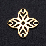 201 Stainless Steel Filigree Joiners Links, Laser Cut, Flower, Golden, 14x14x1mm, 5pc/Set