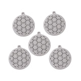 201 Stainless Steel Sacred Geometry Pendants, Spiritual Charms, Filigree Joiners Findings, Laser Cut, Flower of Life, Stainless Steel Color, 22x19.5x1mm, Hole: 1.4mm, 5pcs/Set