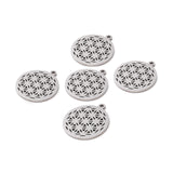 201 Stainless Steel Sacred Geometry Pendants, Spiritual Charms, Filigree Joiners Findings, Laser Cut, Flower of Life, Stainless Steel Color, 22x19.5x1mm, Hole: 1.4mm, 5pcs/Set