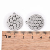 201 Stainless Steel Sacred Geometry Pendants, Spiritual Charms, Filigree Joiners Findings, Laser Cut, Flower of Life, Stainless Steel Color, 22x19.5x1mm, Hole: 1.4mm, 5pcs/Set