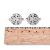 201 Stainless Steel Sacred Geometry Links, Laser Cut, Flower of Life, Stainless Steel Color, 17.5x23x1mm, Hole: 1.4mm, 5pcs/Set