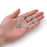 201 Stainless Steel Sacred Geometry Links, Laser Cut, Flower of Life, Stainless Steel Color, 17.5x23x1mm, Hole: 1.4mm, 5pcs/Set