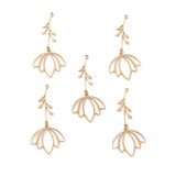 201 Stainless Steel Big Pendants, Laser Cut, with Jump Rings, Flower, Golden, 52.5mm, Hole: 1.4mm, 5pcs/Set