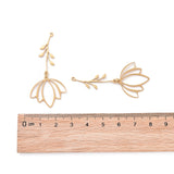 201 Stainless Steel Big Pendants, Laser Cut, with Jump Rings, Flower, Golden, 52.5mm, Hole: 1.4mm, 5pcs/Set