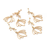 201 Stainless Steel Big Pendants, Laser Cut, with Jump Rings, Flower, Golden, 52.5mm, Hole: 1.4mm, 5pcs/Set