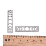 201 Stainless Steel Pendants, Laser Cut, Moon Phase Bar Charm, Stainless Steel Color, 35x8x1mm, Hole: 1.8mm, 5pcs/Set