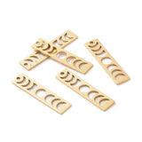 201 Stainless Steel Pendants, Laser Cut, Moon Phase Bar Charm, Golden, 35x8x1mm, Hole: 1.8mm, 5pcs/Set