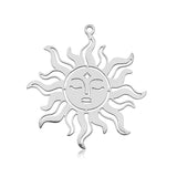 Non-Tarnish 201 Stainless Steel Pendants, Laser Cut, Sun, Stainless Steel Color, 37x35x1mm, Hole: 1.6mm, 5pc/Set