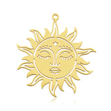 201 Stainless Steel Pendants, Laser Cut, PVD Vacuum Plating, Sun, Golden, 37.5x35x1mm, Hole: 1.6mm, 5pc/Set