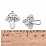 Autumn Theme 201 Stainless Steel Pendants, Laser Cut, Mushroom, Stainless Steel Color, 25x20x1mm, Hole: 1.5mm, 5pcs/Set