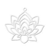 201 Stainless Steel Pendants, Laser Cut, Lotus Flower, Stainless Steel Color, 30.5x33x1mm, Hole: 1.6mm, 5pcs/Set