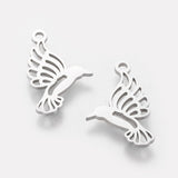 Non-Tarnish 201 Stainless Steel Pendants, Hummingbird, Stainless Steel Color, 18.5x13x1mm, Hole: 1.5mm, 20pc/Set