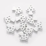 Non-Tarnish 201 Stainless Steel Charms, Mushroom, Stainless Steel Color, 14x12x1.1mm, Hole: 1.5mm, 10pc/Set