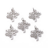 304 Stainless Steel Pendants, Tree of Life, Stainless Steel Color, 20.5x20x1mm, Hole: 2.5mm, 5pcs/Set