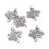 304 Stainless Steel Pendants, Tree of Life, Stainless Steel Color, 20.5x20x1mm, Hole: 2.5mm, 5pcs/Set