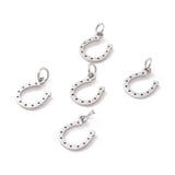 304 Stainless Steel Charms, Horseshoe, Stainless Steel Color, 13x10x1mm, Hole: 3mm, 5pcs/Set