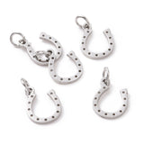 304 Stainless Steel Charms, Horseshoe, Stainless Steel Color, 13x10x1mm, Hole: 3mm, 5pcs/Set