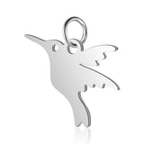 304 Stainless Steel Charms, Bird, Stainless Steel Color, 13x17x1mm, Hole: 3mm, 5pcs/Set