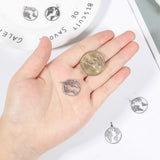 201 Stainless Steel Pendants, Ring with Map, Stainless Steel Color, 20x17.5x1mm, Hole: 3mm, 5pcs/Set